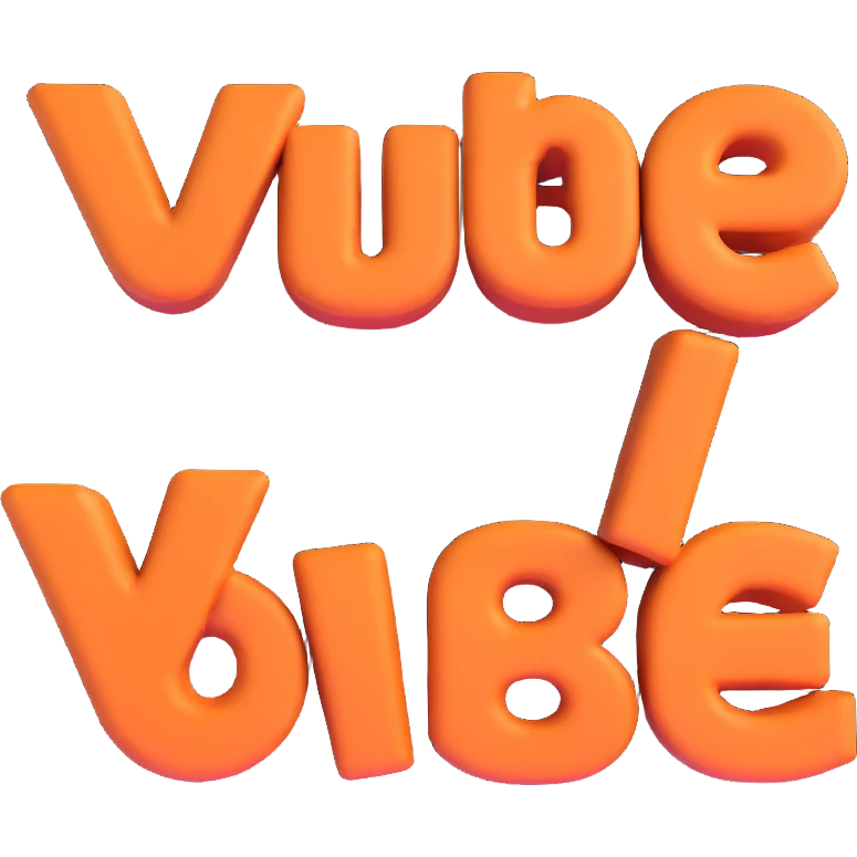 simple, clean, 3D text image with the word 'vibe' centered, no emoji or face, transparent background emoji