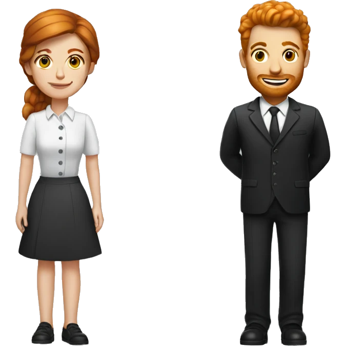 a ginger waiter and a brown haired girl psychologist emoji
