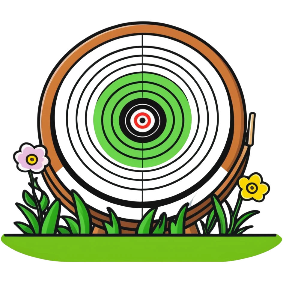 Archery target with green grass and spring flowers emoji
