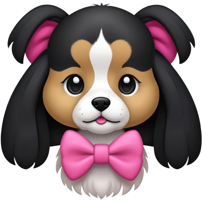 Perrito negro con un lazo rosa  emoji