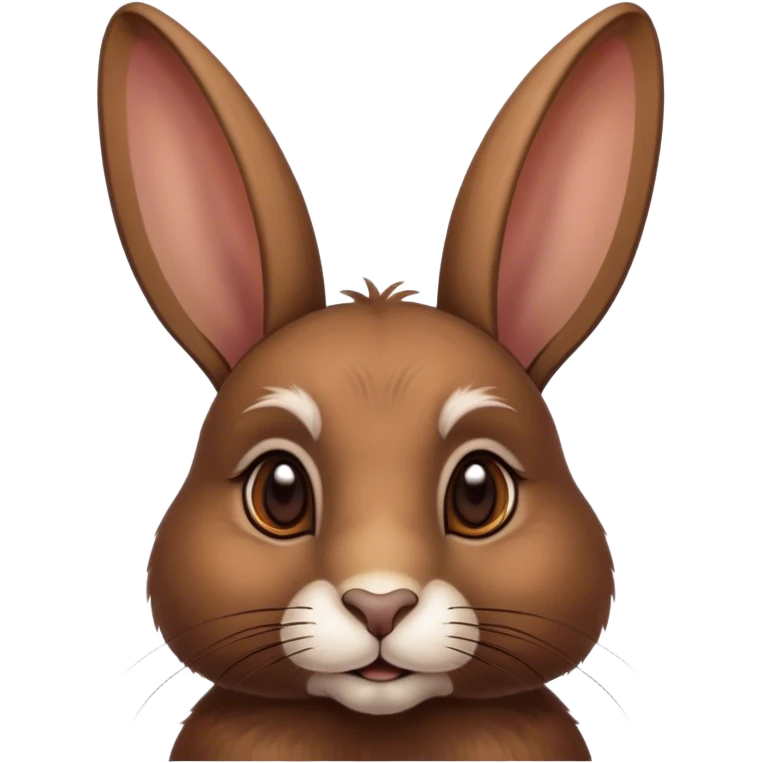 Cinematic Noble Brown Rabbit Portrait Emoji, Poised and regal, with a sturdy, compact build and a rich, velvety brown fur, long, alert ears and deep-set soulful brown eyes, Simplified yet sharp and sophisticated features, highly detailed, glowing with a warm, dignified glow, high shine, intelligent and gentle, stylized with an air of rustic elegance, focused and attentive, soft glowing outline, capturing the essence of a watchful and confident companion, so majestic it feels as though it could hop out of the screen with effortless authority! emoji