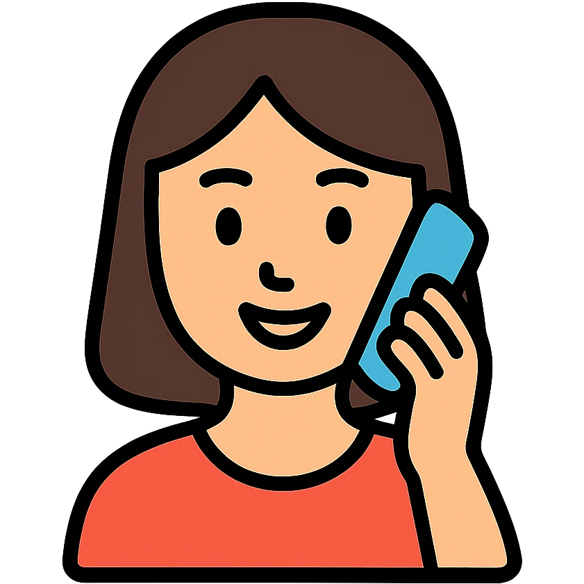 ragazza con capelli lisci che parla al telefono, icona lineale colorata con linee pulite emoji