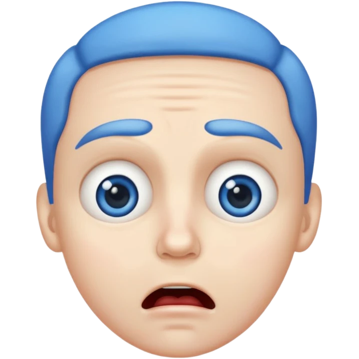 anxious face emoji, trembling mouth, raised eyebrows, blue forehead emoji