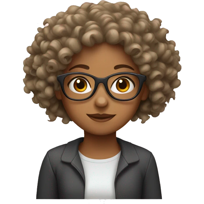 A Girl with Curly Hair and glasses emoji
