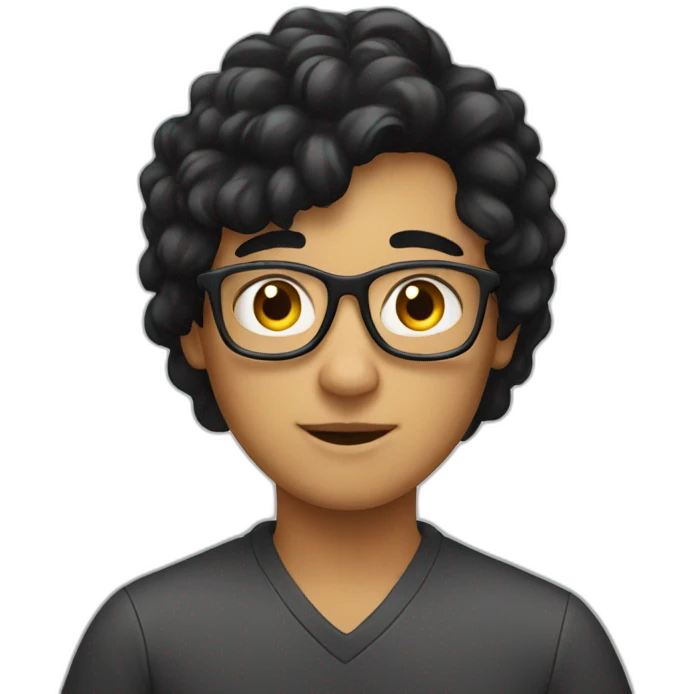 study on laptop with black hair emoji