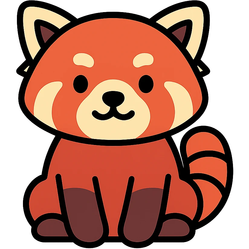 cute red panda icon with color outline emoji