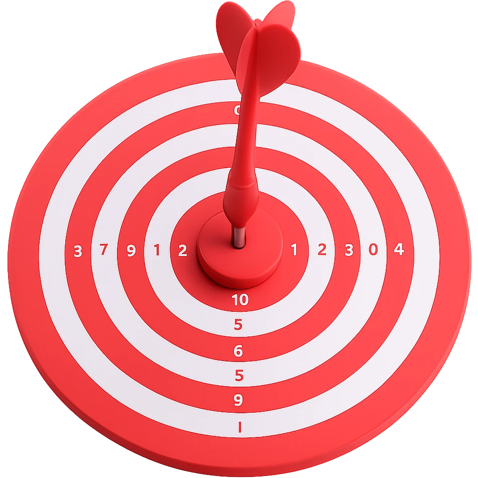 Add a dart in the bullseye of the target. Keep the style consistent with the original image and maintain the transparent background. emoji