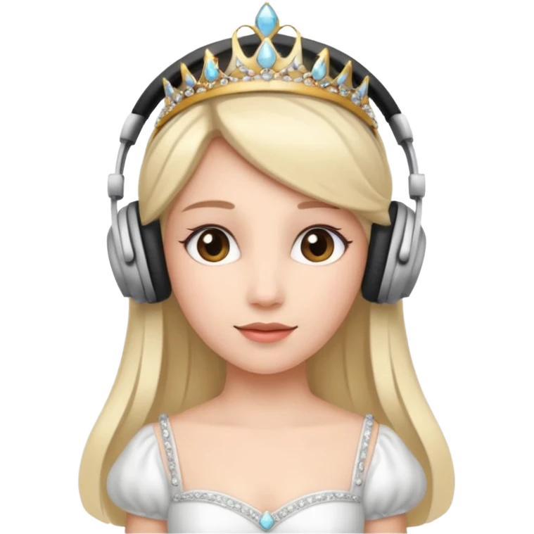 princess with headphones tiara and white dress emoji