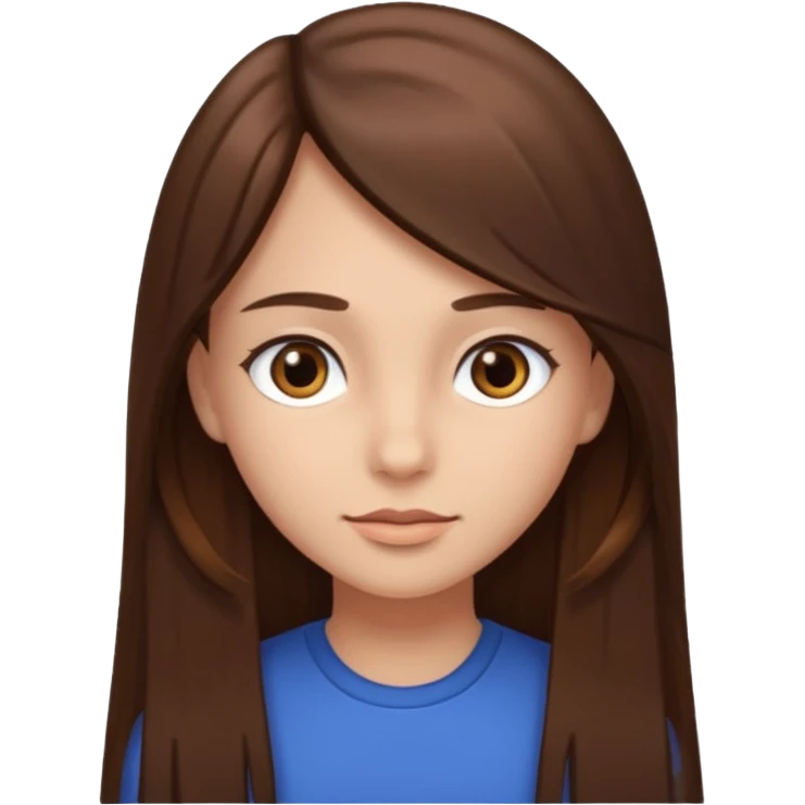A girl with long, straight, brown hair and brown eyes and fair skin. emoji