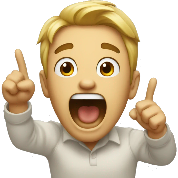 Guy pointing while screaming emoji