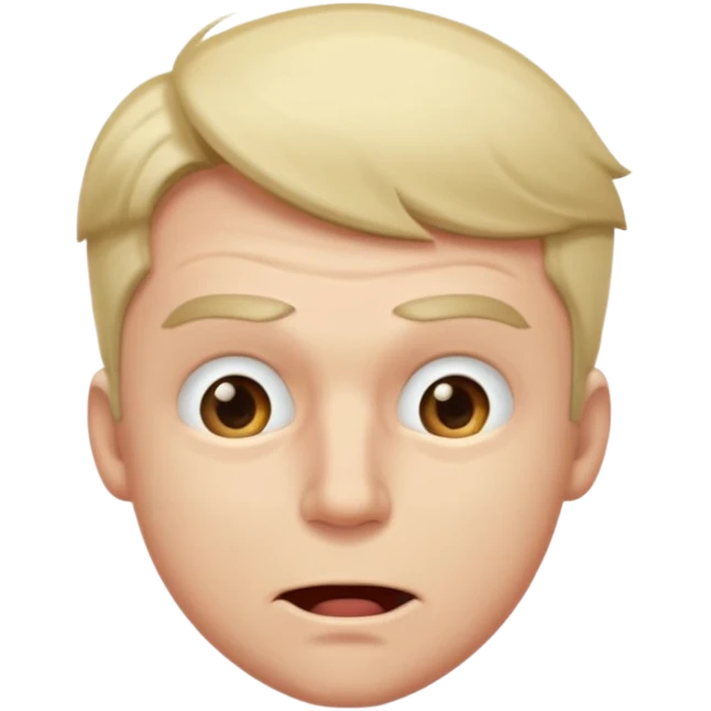 A male squinting his eyes hard but the mouth is blowing out emoji