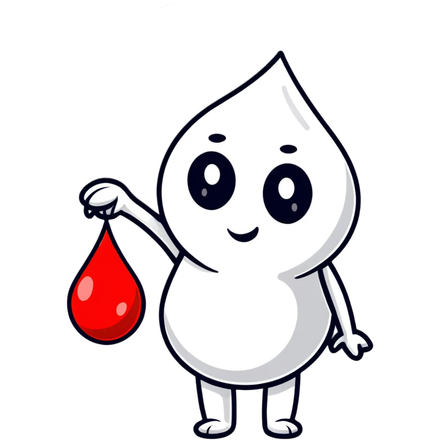 blood drop character holding a BRB sign emoji