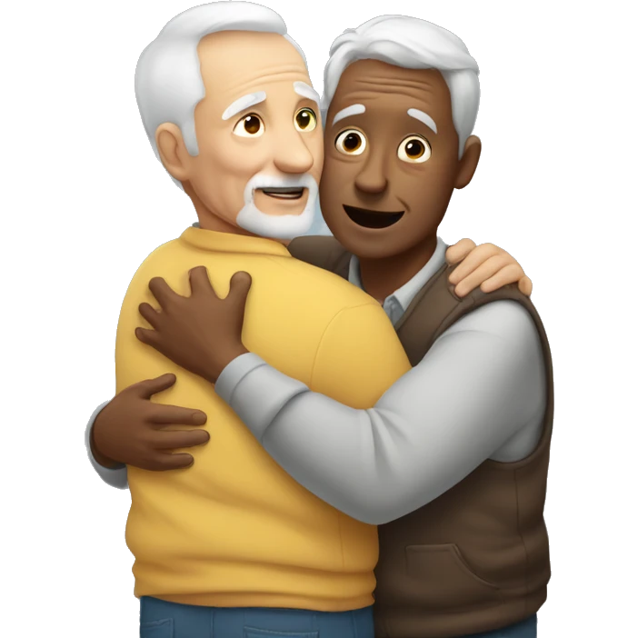 Grandfather huggings with a boy emoji