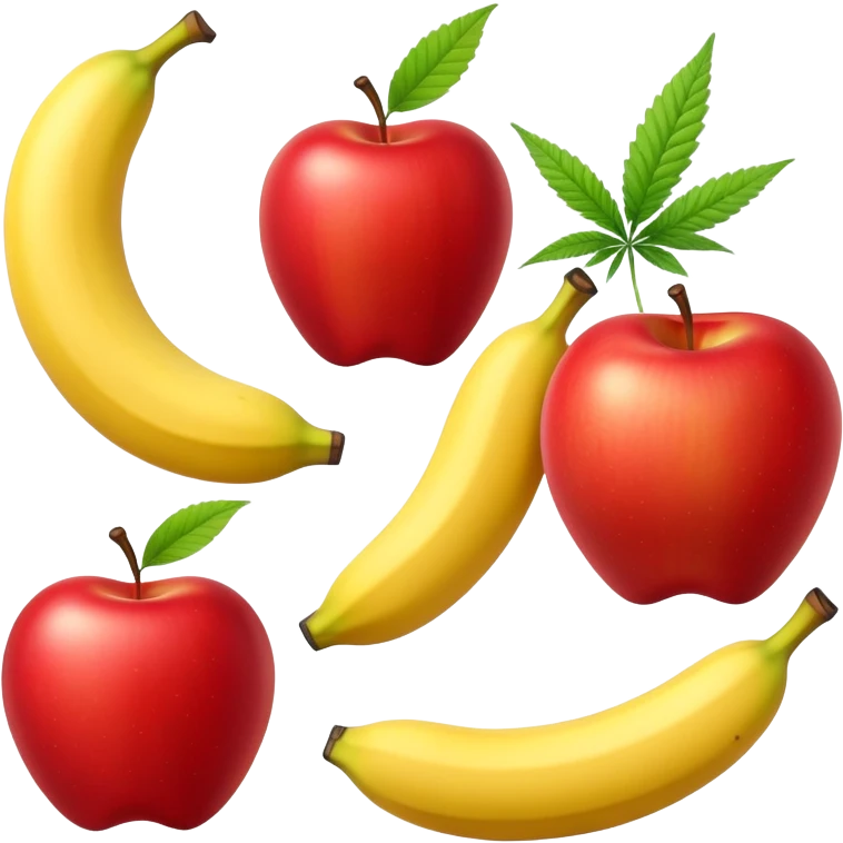 apple and banana together with subtle cannabis leaf accents emoji
