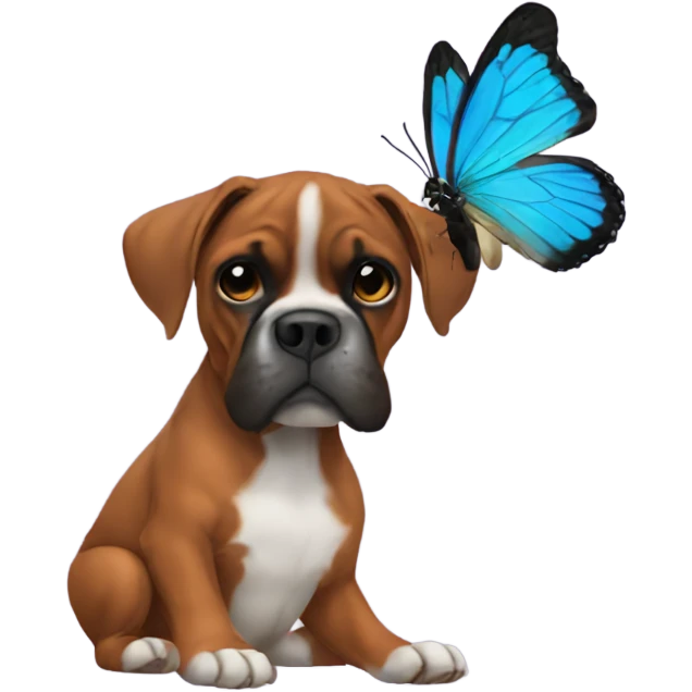 boxer dob playing with a butterfly  emoji