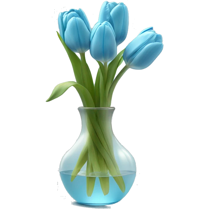 Baby blue tulips in glass vase  emoji