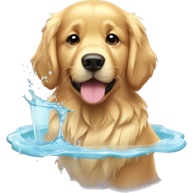 golden retriever tomando agua de coco  emoji