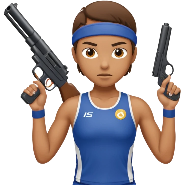 athlete with gun shooting, in olymoics emoji