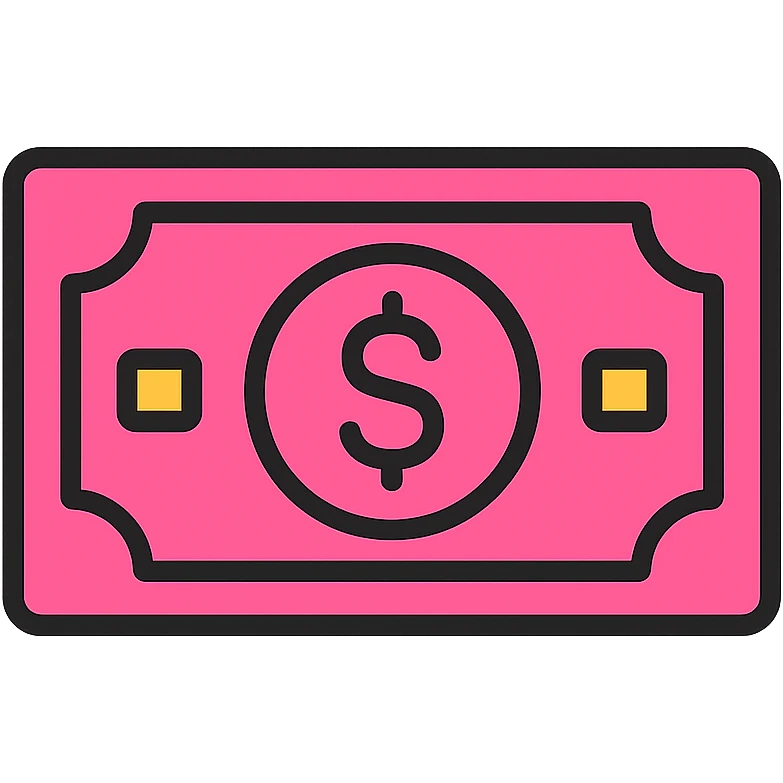 pink money icon, simple, clear, modern, no text emoji