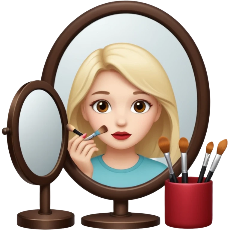 Girl doing makeup looking in a mirror emoji