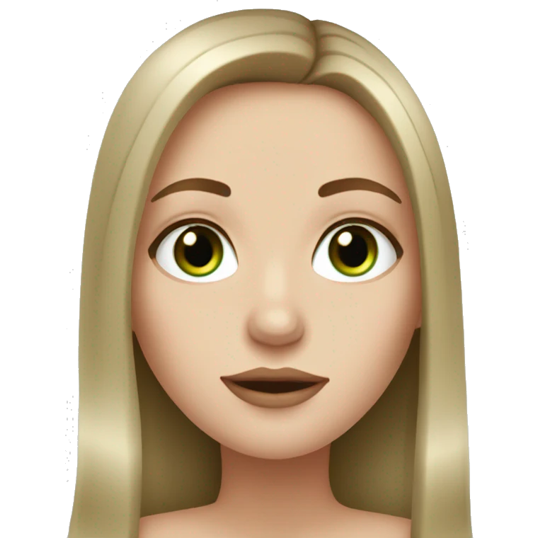 white girl with brown long hair, big green eyes, full lips emoji