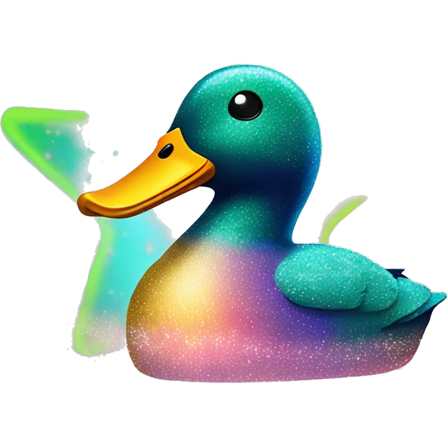 Kawaii neon star glitter mallard duck emoji    emoji