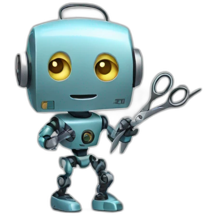 a robot with scissors emoji