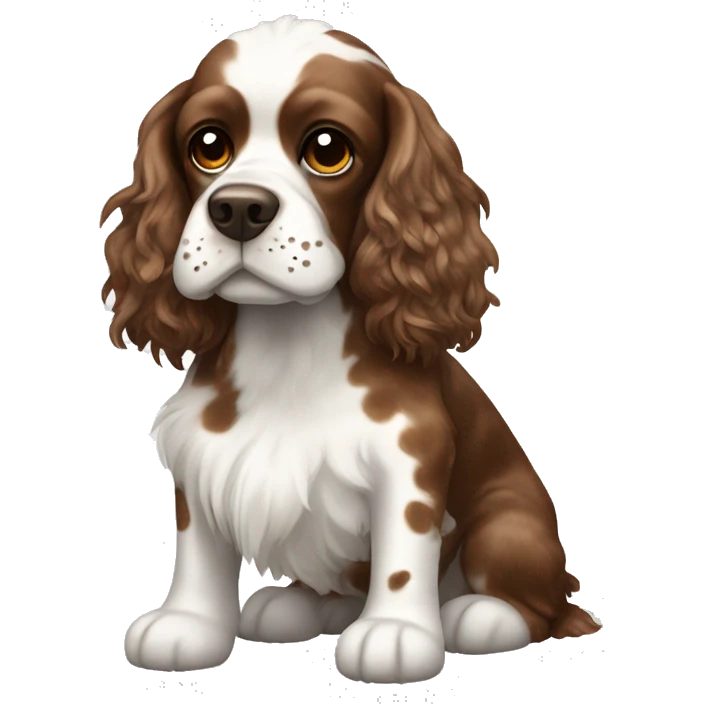 Cocker spaniel with brown and white spots and a Mohawk  emoji