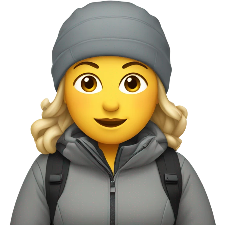 fat female skier with grey jacket and black pants emoji