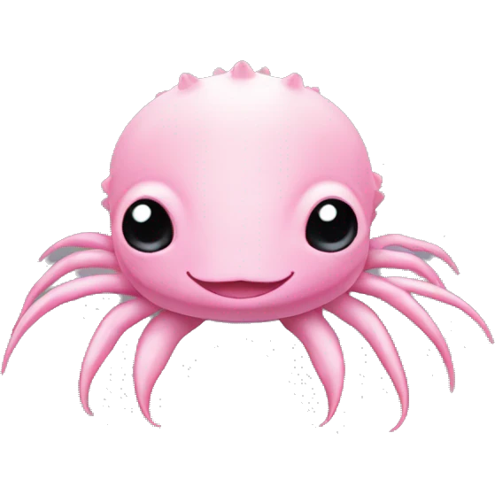 Head of a pink Axolotl whid no mouth and long black skiny legs emoji