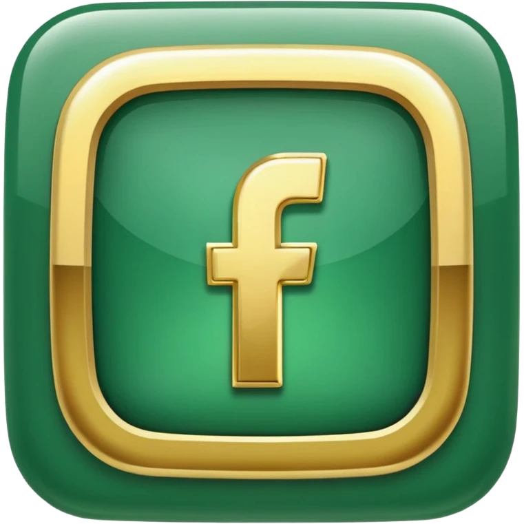 Jade and gold style rounded square Facebook icon button emoji
