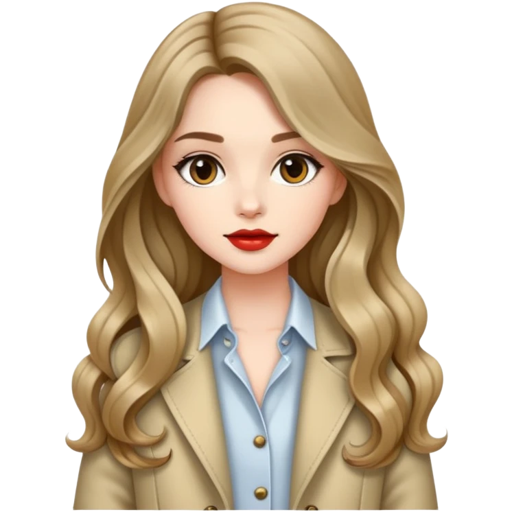 Fashionable girl with stylish outfit and long slightly wavy hair emoji