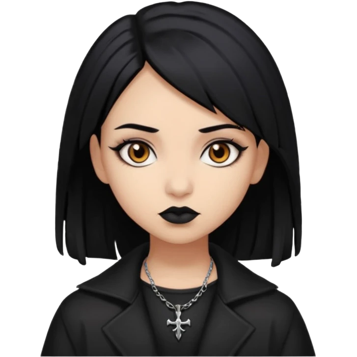 Goth girl black hair brown eyes cool lightbrown skin emoji