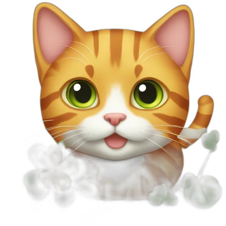 Orange striped cat with a clover emoji
