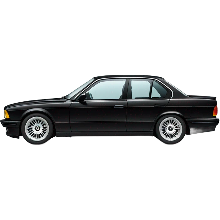 Bmw e32 black side view black interior v8 spoke wheels emoji
