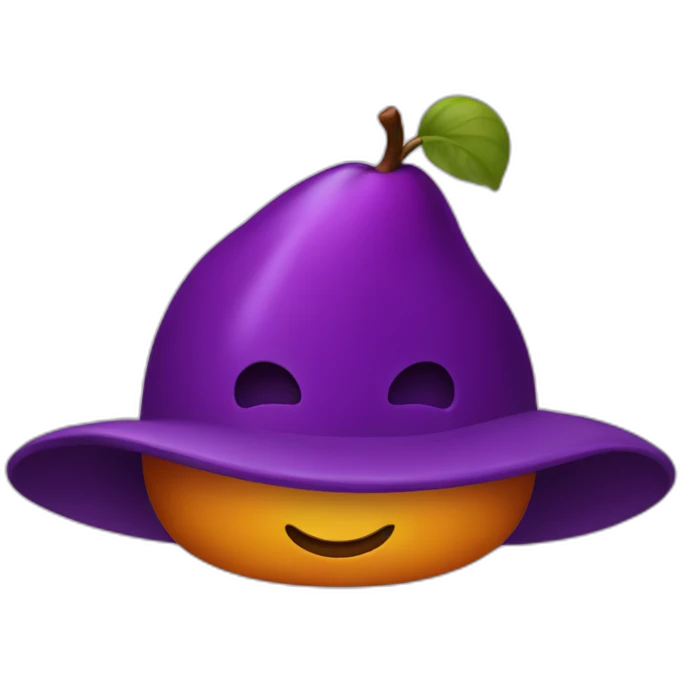A plum floating inside a hat emoji