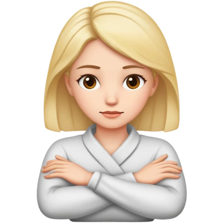 woman crossed arms holding neck emoji