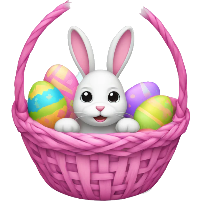 Pink light easter basket with bunny emoji
