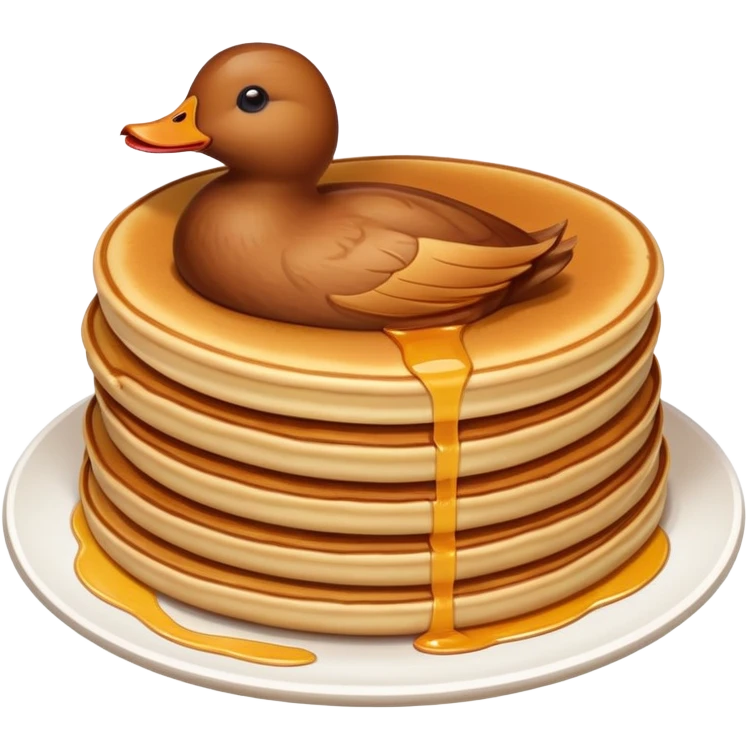 Beijing Peking Duck with crispy skin and pancakes, simplified emoji style with bold outlines and bright colors, cartoon style roasted duck emoji