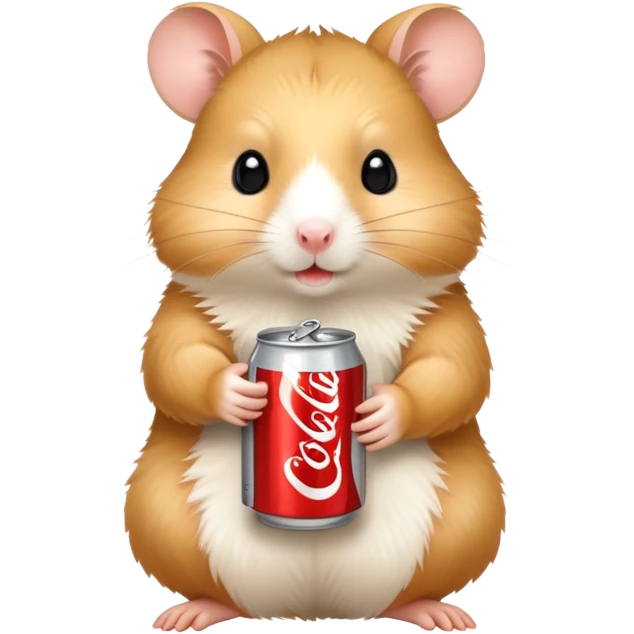 Golden hamster holding a Diet Coke can emoji
