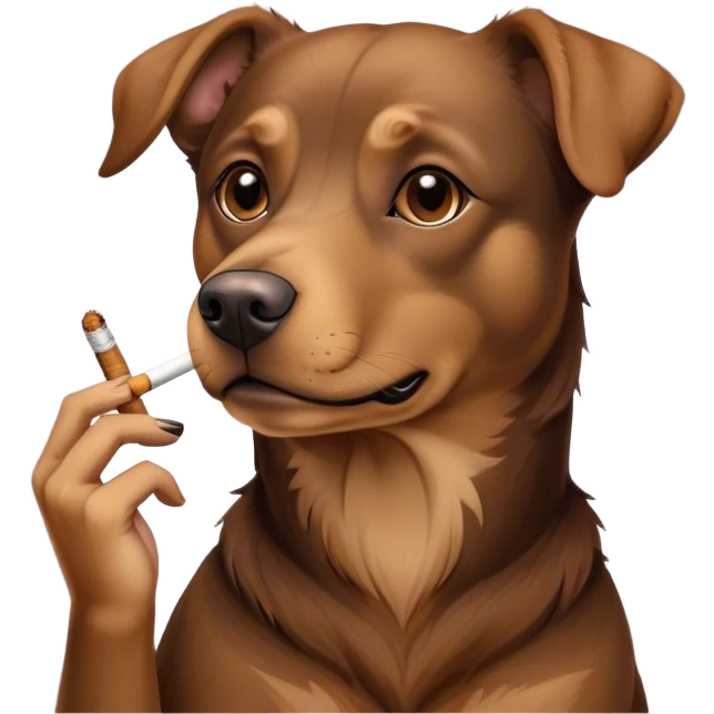 Labrador cross kelpie dog brown hair smoking a cigarette  emoji