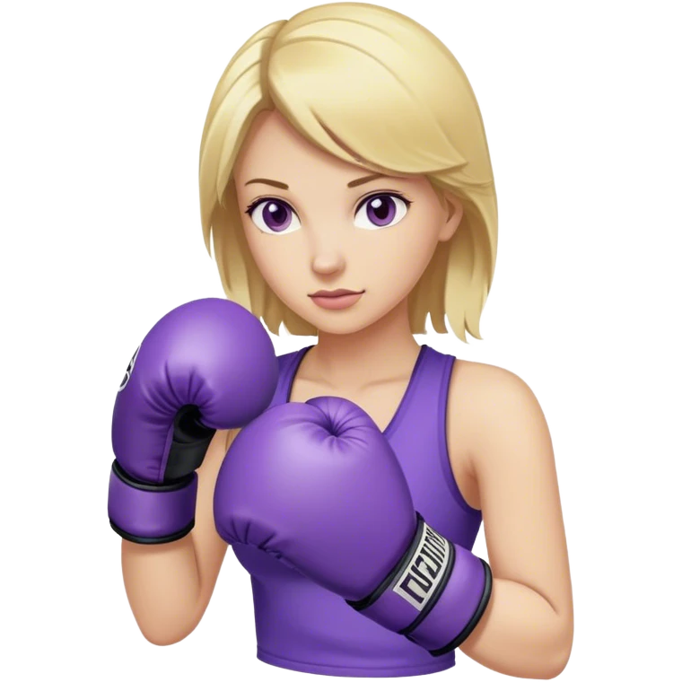Blonde lady with purple box gloves emoji