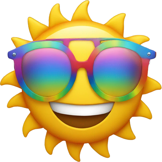 smiling sun wearing rainbow sunglasses emoji
