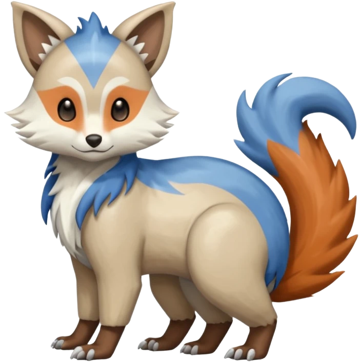 Shiny Brown Orange Blue White Beige Linoone-Absol-Trico-Furret-Hybrid (Full body) emoji