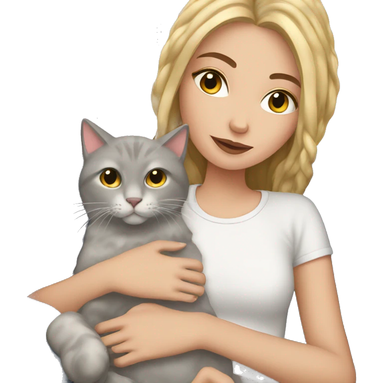 White Girl Cozy with cat  emoji