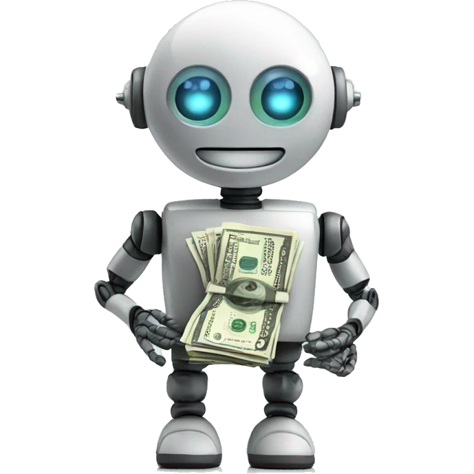 cute robot with money emoji