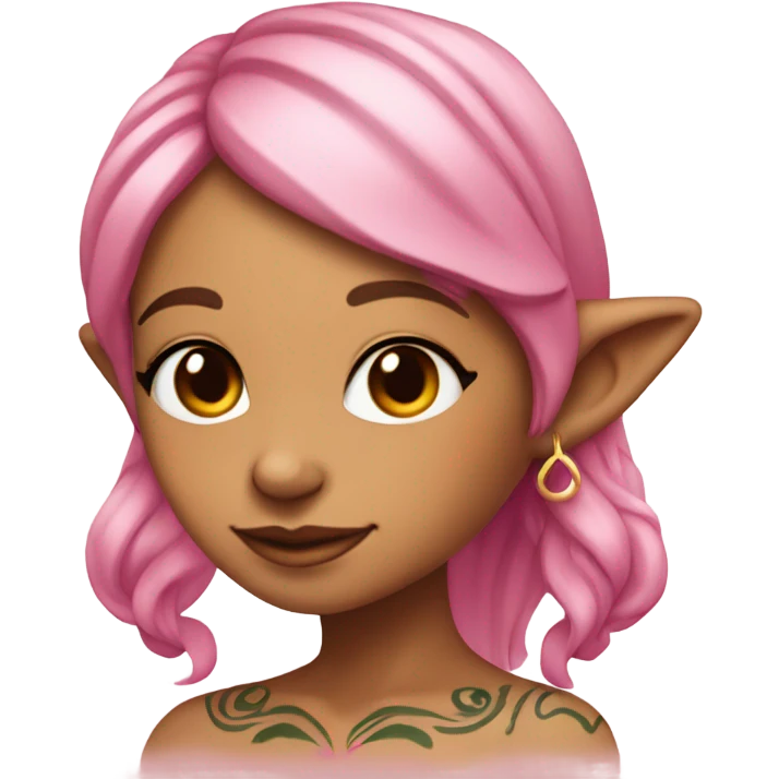 tan elf girl pink hair with tattoos emoji