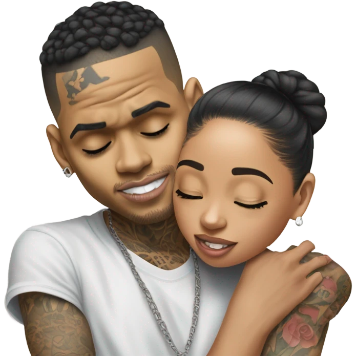 Hyper Realistic Chris Brown hugging Karruche Tran emoji