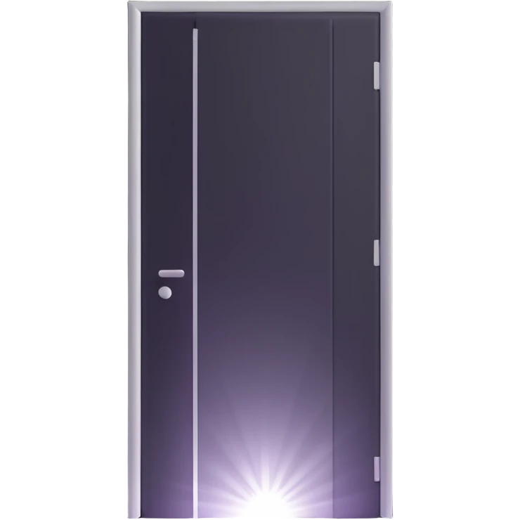 door slightly open with an extremely strong, wide, and bright white light beam and glow pouring through the crack in a very dark scene, cinematic and dramatic, light shaft clearly visible emoji