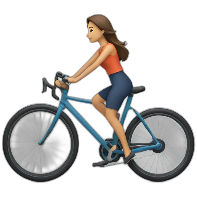 mujer con el peloblanco cayendose de una bicicleta emoji